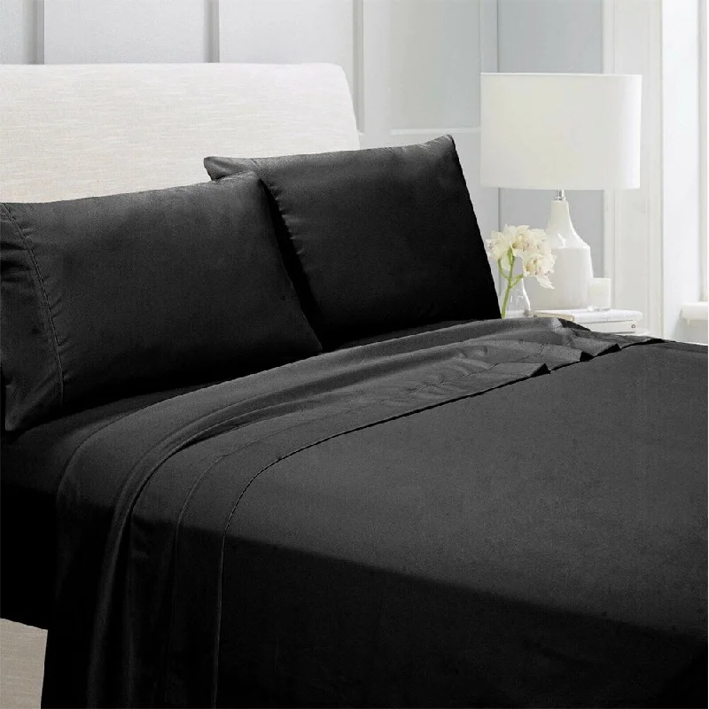 Egyptian Comfort 1800 Count 4 Piece Bed Sheet Set Full Black