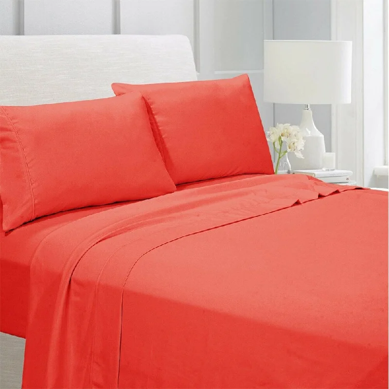 Egyptian Comfort 1800 Count 4 Piece Bed Sheet Set King Peach