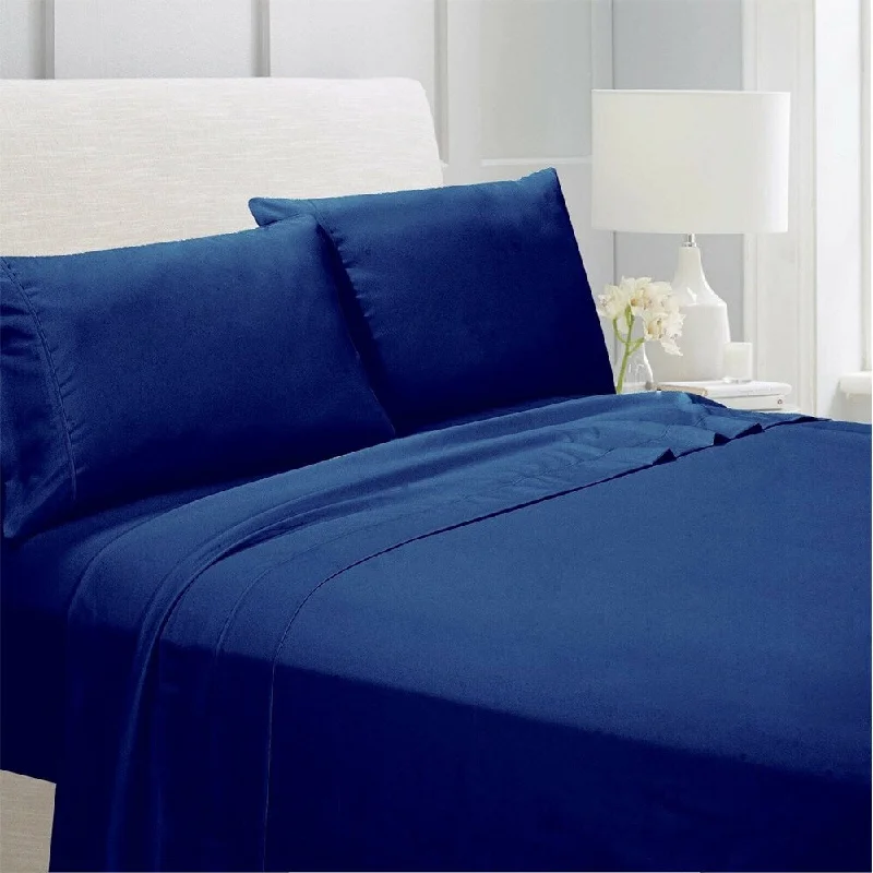 Egyptian Comfort 1800 Count 4 Piece Bed Sheet Set Twin Navy