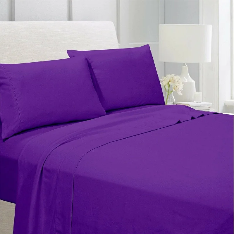 Egyptian Comfort 1800 Count 4 Piece Bed Sheet Set Twin Purple