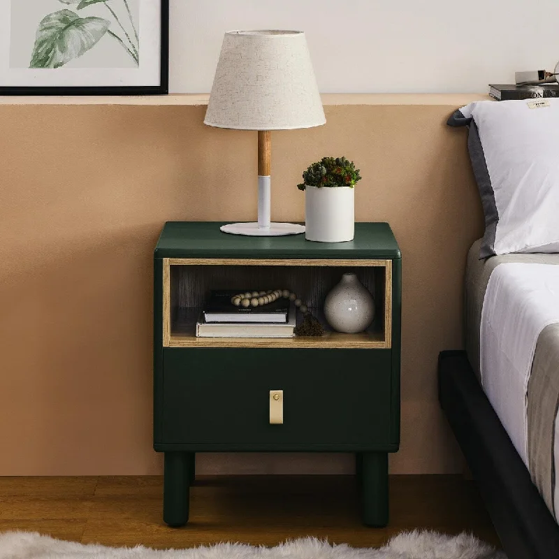 Modern Single-Drawer Bedside Table, Bedroom Nightstand, Wooden, Compact, Nordic Style