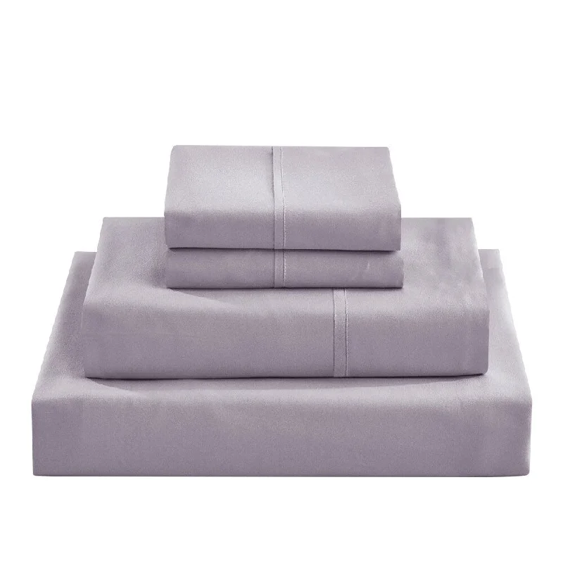 Mordern Abraded Plain 4 Piece Bed Sheet Set Full Light Grey