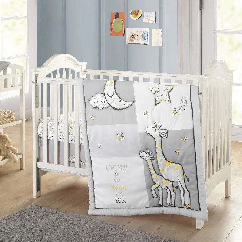 Nanshing Love You To The Moon 3 Piece Baby Nursery Crib Bedding Set