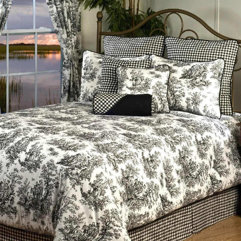 Plymouth Toile black and white Queen 9-piece Luxury Bedding Set