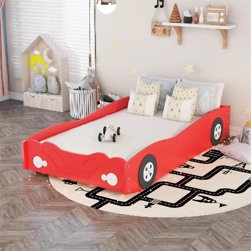 Red Twin Size Car-Shaped Platform Bed