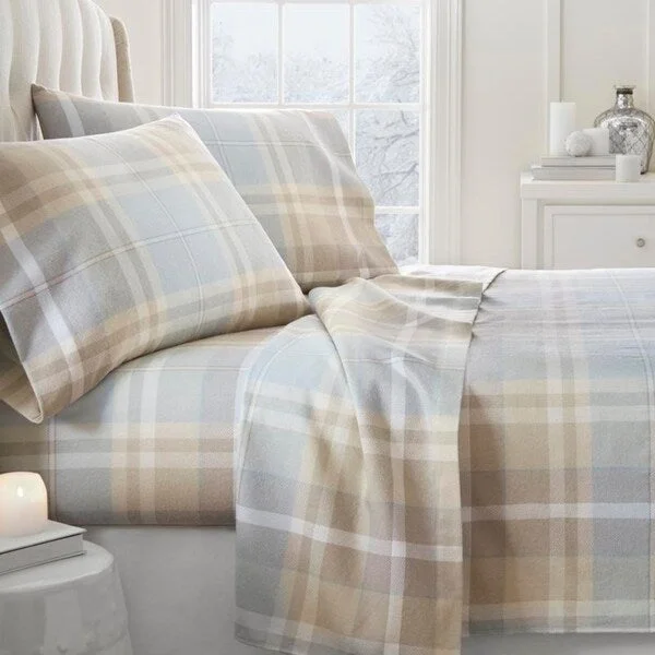 Soft Essentials Premium Ultra Soft Plaid 4 Piece Flannel Bed Sheet Set