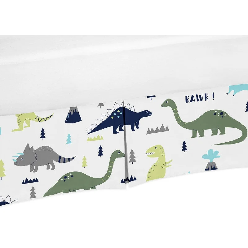 Sweet Jojo Designs Blue and Green Mod Dinosaur Collection Microfiber Crib Bed Skirt