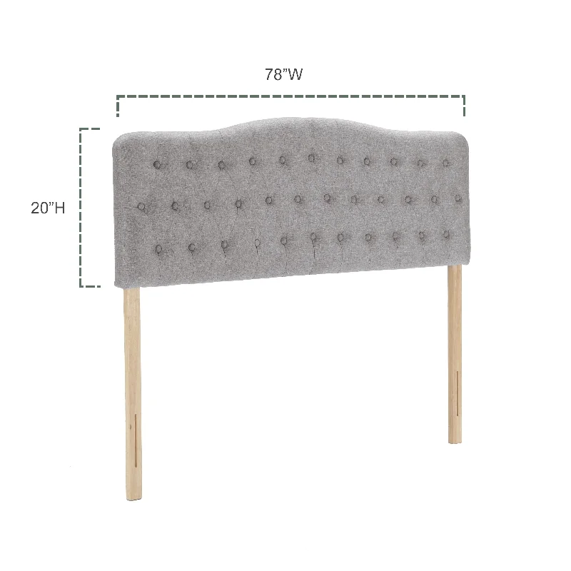 Upholstered King Headboard,Button Diamond Headboard,Adjustable Height,Solid Wood Leg,Linen Fabric Padded for King Size Bed