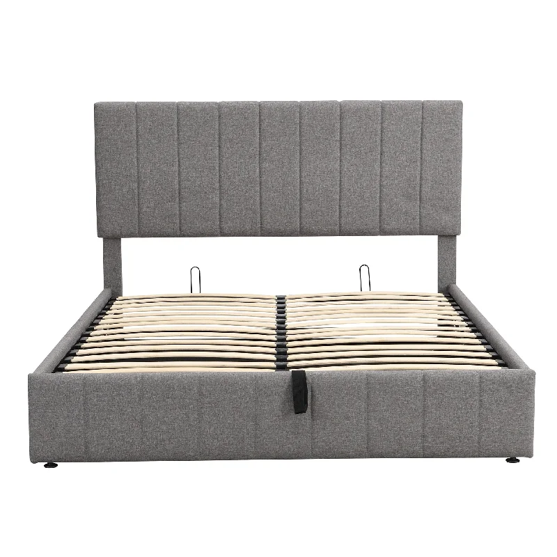 Upholstered Platform Bed with a Hydraulic Storage System