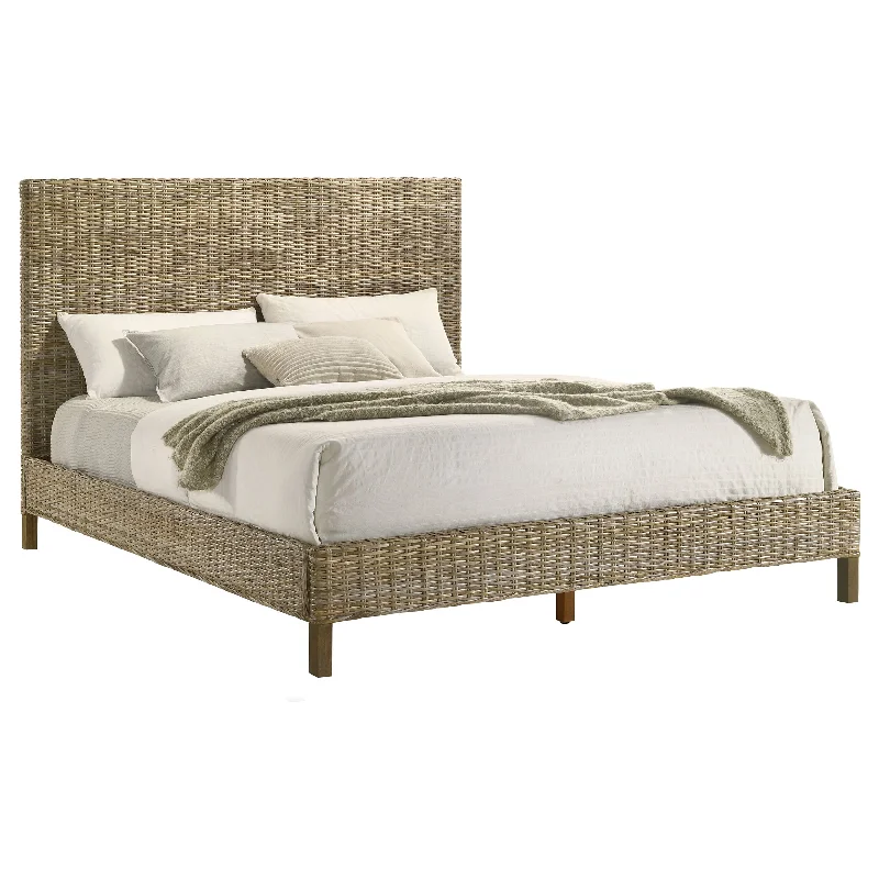 Zyla Coastal Wood Panel Bed Kubu Grey with Low Footboard